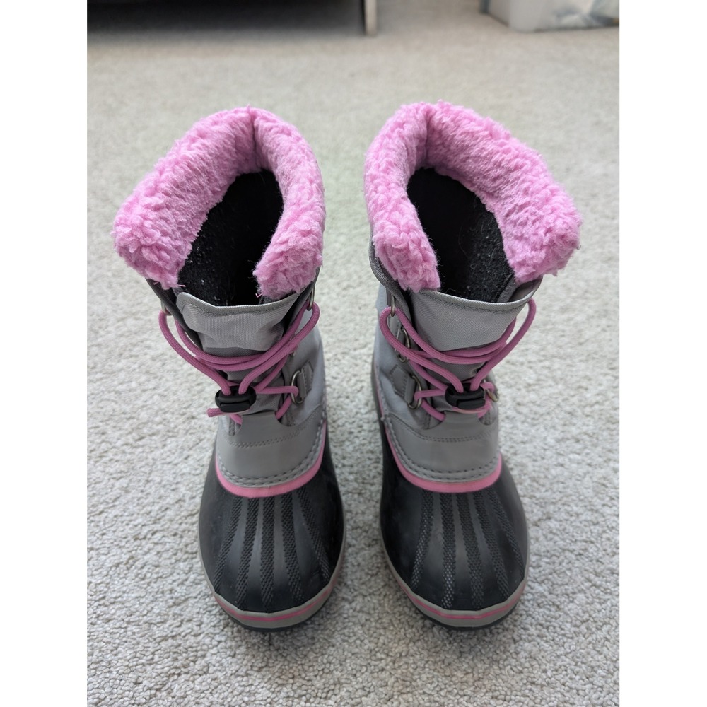 Sorel NY1962-061 Yoot Pac Nylon Snow Boots Kids 5 Grey Pink Waterproof Winter